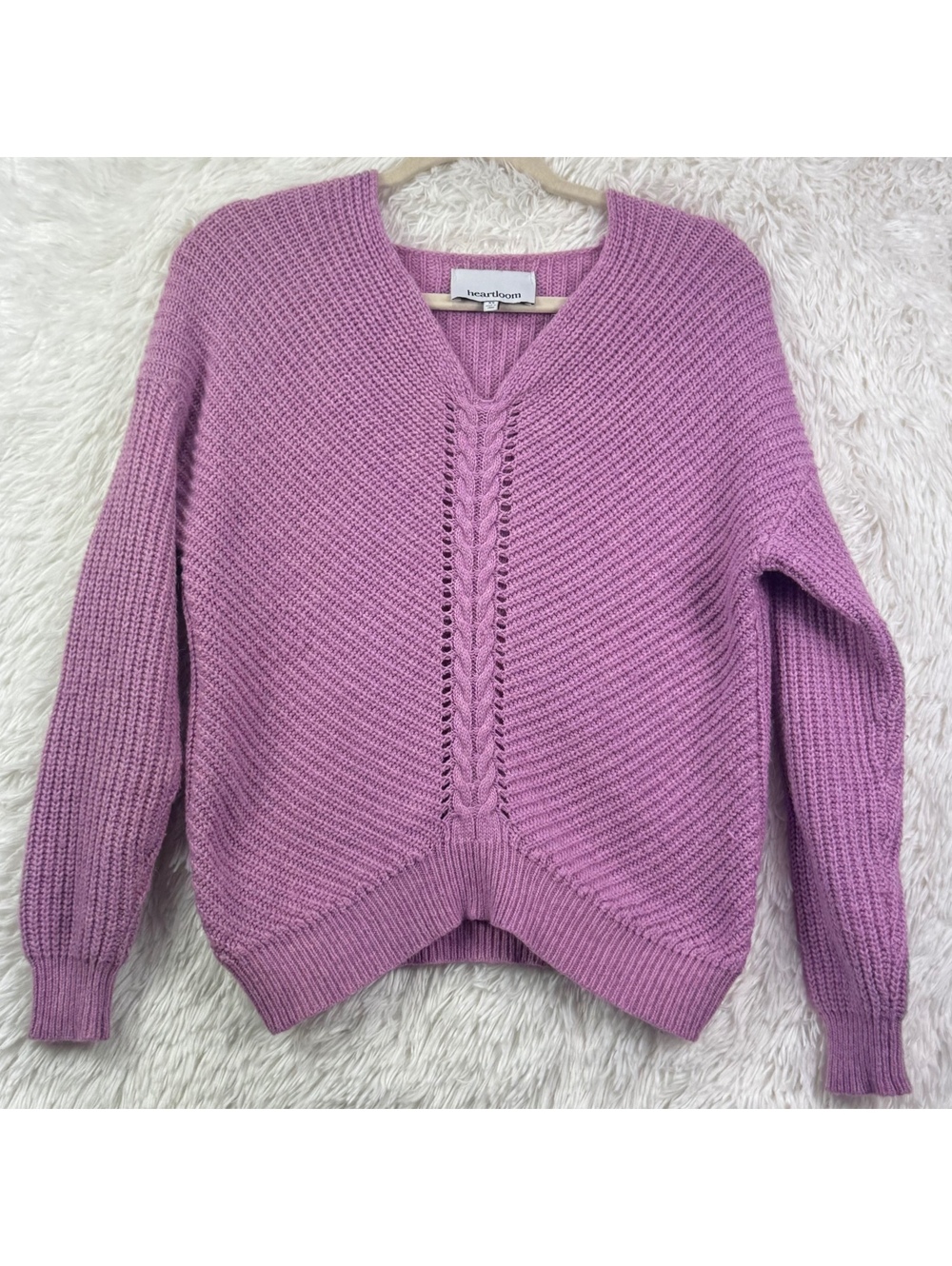 Heartloom Purple Cable Knit Sweater XS